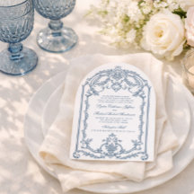 Convite de Casamento Ornamentado Barroco Azul Fran