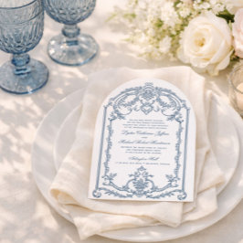 Convite de Casamento Ornamentado Barroco Azul Fran