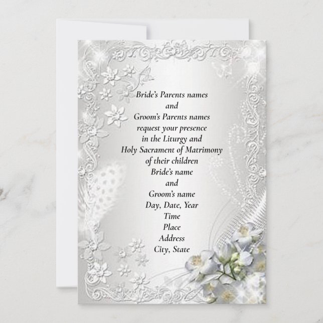 Convite de Casamento Ornamentado e Lindo com Acaba (Frente)