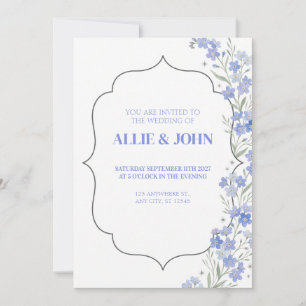 Convite de Casamento Ornamentado Periwinkle Forget