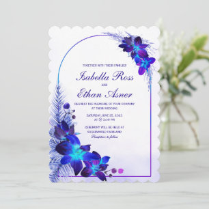 Convite de Casamento Orquídea Azul Turquesa Roxa