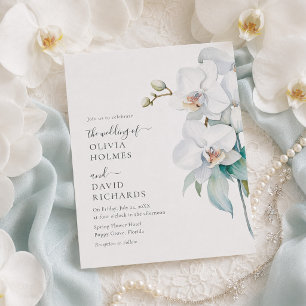 Convite de casamento Orquídea Branca Moderno Elega
