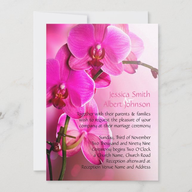 Convite de casamento Orquídea Rosa primavera (Frente)