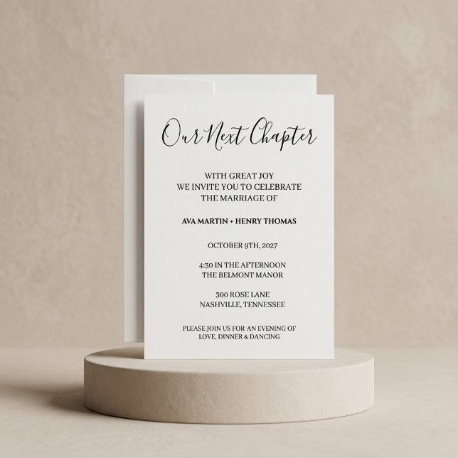 Convite de Casamento Our Next Chapter Simple Scrip (Criador carregado)