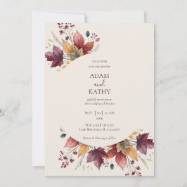 Convite de Casamento Outonal com Arco de Folha de 