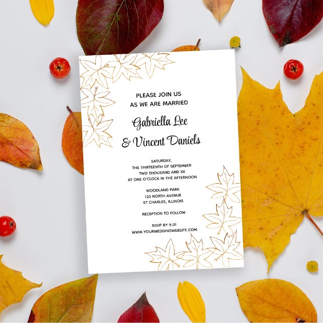 Convite de Casamento outono de Borda Folha de Mape (Fall in love with this autumn leaves wedding invitation.)