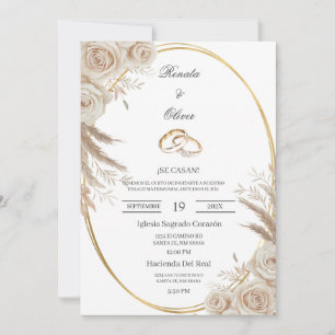 Convite de casamento Oval Boho Spanish