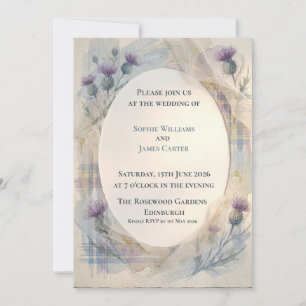 Convite de Casamento Oval com Xadrez de Cardo em A