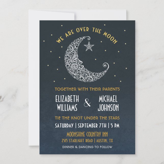 Convite de Casamento Over the Moon II (Frente)