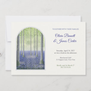 Convite de Casamento Painel Arqueado Floresta Blue