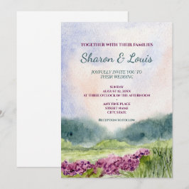 convite de casamento paisagem aquarela vintage