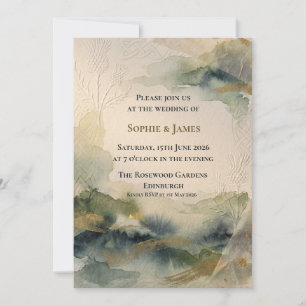 Convite de Casamento Paisagem Cardo Highland Mist