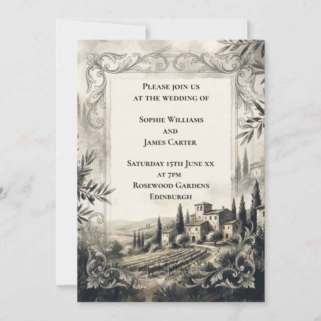 Convite de Casamento Paisagem Castelo de Carvão (Frente)