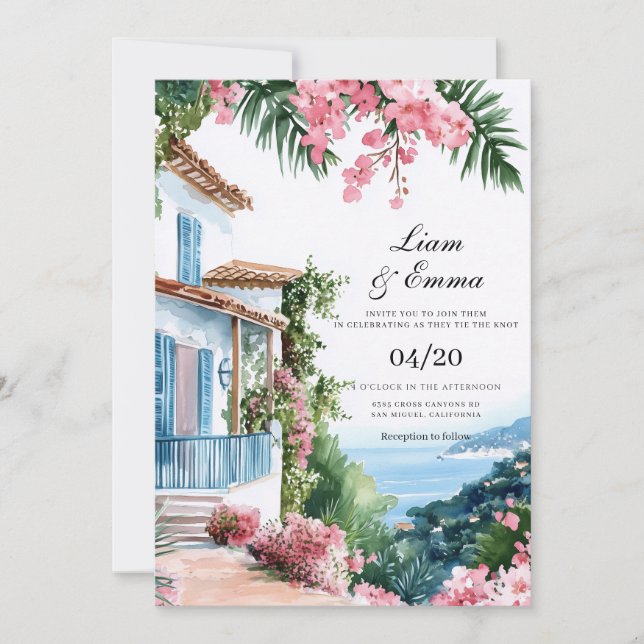 Convite de Casamento paisagem Cote d'Azur (Frente)