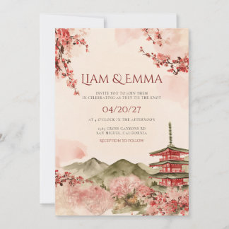 Convite de Casamento Paisagem Tradicional Japonesa