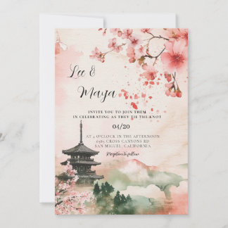 Convite de Casamento Paisagem Tradicional Japonesa