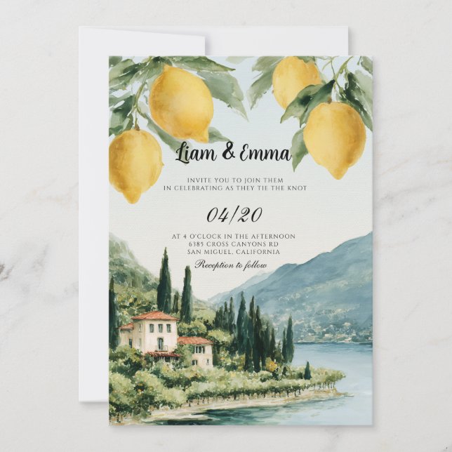 Convite de Casamento paisagem Villa Florença Itáli (Frente)