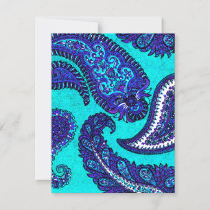 Convite de Casamento Paisley Aqua Elétrico RSVP