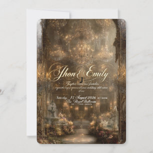 Convite de Casamento Palácio Ouro Luxuoso Vi Ele
