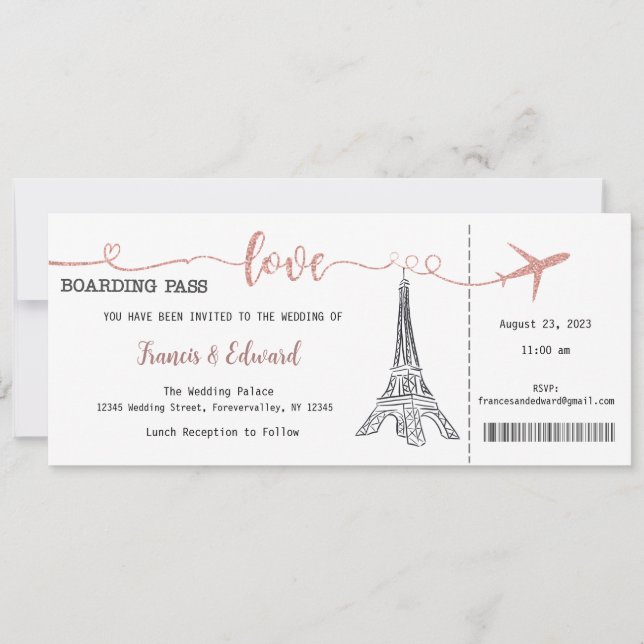 Convite De Casamento, Papel de carta De Casamento, (Frente)