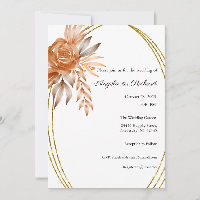 Convite De Casamento, Papel de carta De Casamento, (Frente)