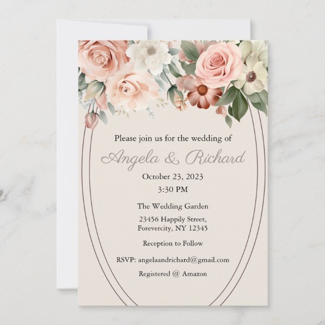 Convite De Casamento, Papel de carta De Casamento, (Frente)