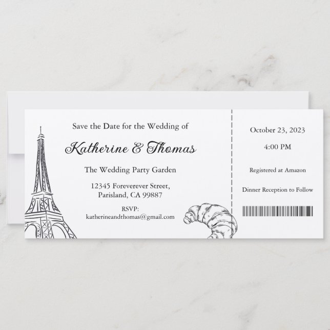 Convite De Casamento, Papel de carta De Casamento, (Frente)
