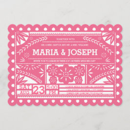 Convite de casamento Papel Picado Escalado - Rosa