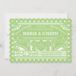 Convite de casamento Papel Picado Escalado - Verde