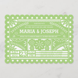 Convite de casamento Papel Picado Escalado - Verde