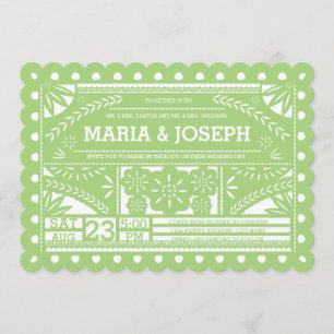 Convite de casamento Papel Picado - Verde