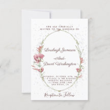 Convite de casamento papoulas rosa