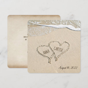 Convite de casamento Par of Beach Hearts
