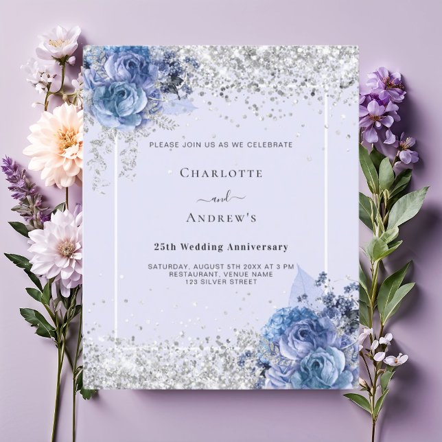 Convite de casamento para 25 de prata rosa de lava (Criador carregado)