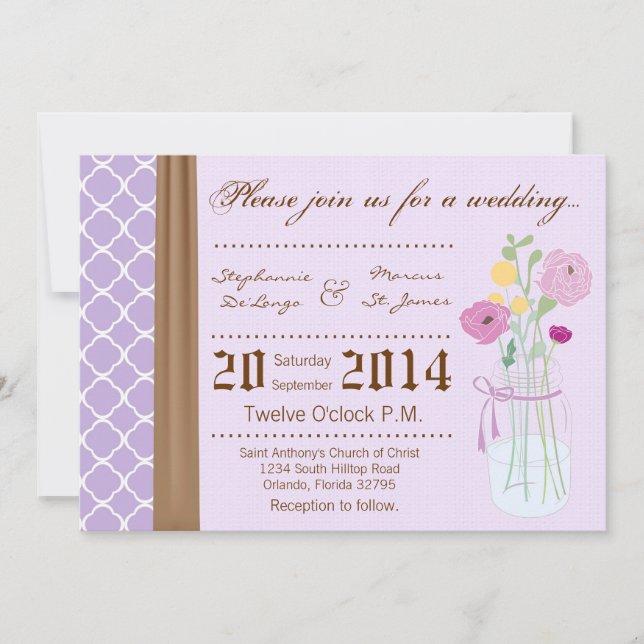 Convite de casamento para a Mason Jar Flowers de 5 (Frente)