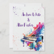 Convite de casamento para arte de piano