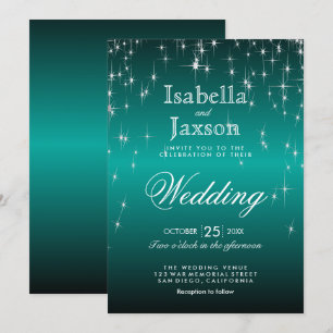 Convite De Casamento Para As Luzes De Teal Star