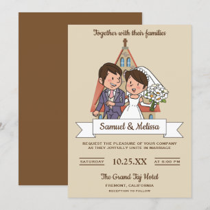 Convite de Casamento para Casal de Noivos Fofos