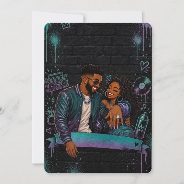 Convite de Casamento para Casal Preto com Graffiti (Frente)