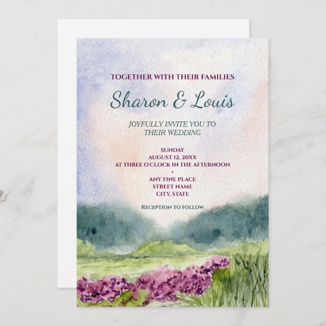 Convite de casamento para castanha de aquarela (Frente/Verso)