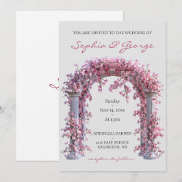 Convite de casamento para cinzas de cor rosa-rosa