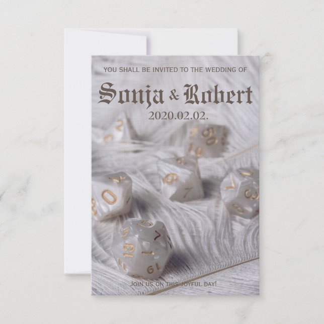 Convite de casamento para Dice RPG personalizável (Frente)