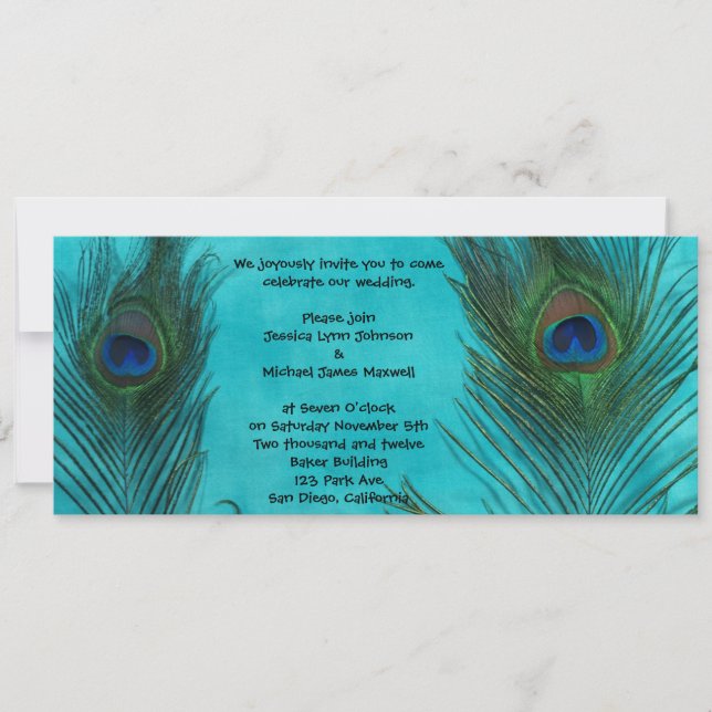 Convite de Casamento para Duas Penas de Aqua Peaco (Frente)