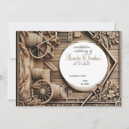 convite de casamento para esculpir madeira de esti