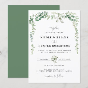 convite de casamento para eucalyptus com aquarela 