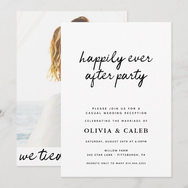 Convite de casamento para Festa Feliz para Sempre (Frente/Verso)