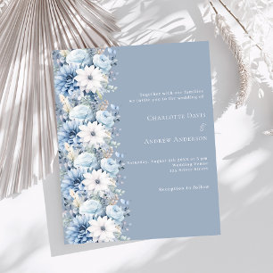 Convite de casamento para florais azuis