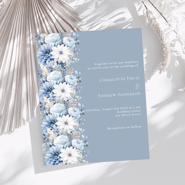 Convite de casamento para florais azuis (Criador carregado)