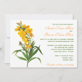 convite de casamento para flores amarelas vintage.