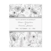 Convite de casamento para flores de margarida pret